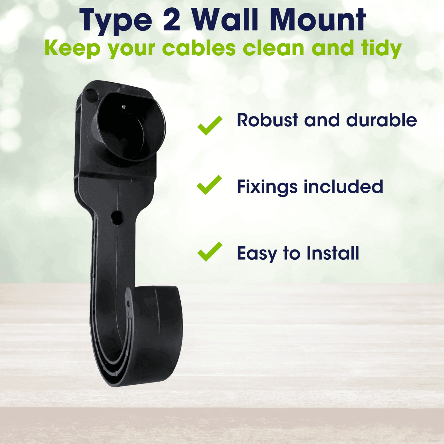 Type 2 EV Charging Cable Wall Mount - Third Rock Energy