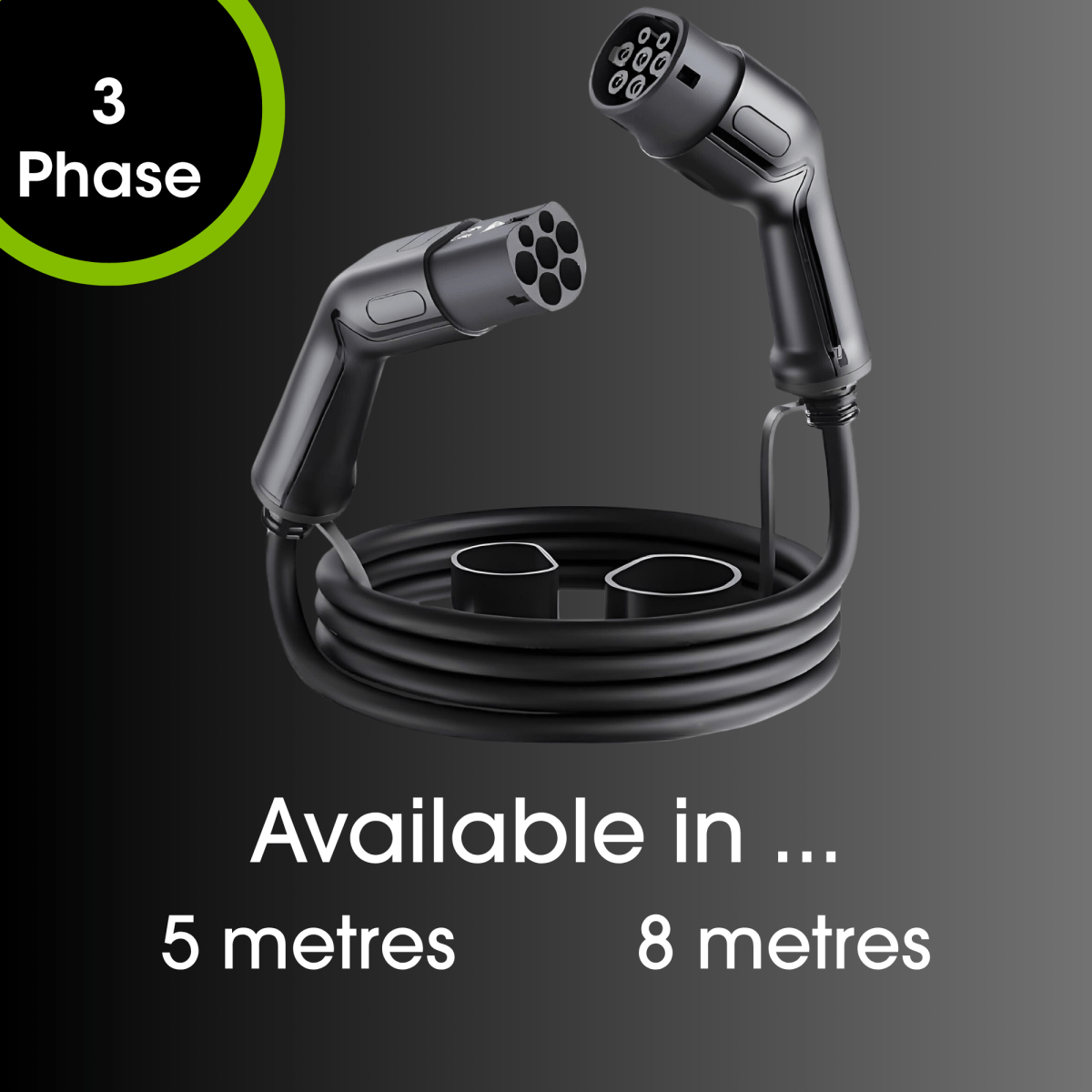 Type 2 to Type 2 EV Charging Cable | Three Phase | 32A | 22kW | 5 Metre | Black - Third Rock Energy