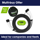 PACK OF 5 x Type 2 to Type 2 EV Charging Cable | Single Phase | 32A | 7.4kW | 10 Metre