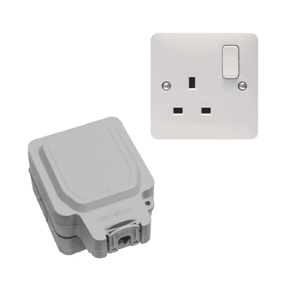 Type 2 - 15 Metre- 13A Portable EV Charger bundle with 13A Outdoor Socket IP66, Wall Bracket & Carry Bag