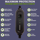 Type 2 - 10 Metre- 13A Portable EV Charger bundle with 13A Outdoor Socket IP66, Wall Bracket & Carry Bag