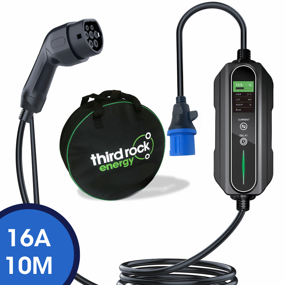 3.6kW (16A) Type 2 Portable EV Charger UK - Blue CEE Plug - 6 - 16A Adjustable - 10m Cable – Electric Vehicle Portable Chargers – Third Rock Energy