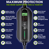 Type 2 to Commando Plug | EV Portable Charger | 6A to 16A Variable | 3.6kW | 5 Metre