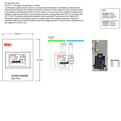 Garo GC6EV40PME IP65 Consumer Unit Type A RCBO with PME for Single Phase EV Chargers