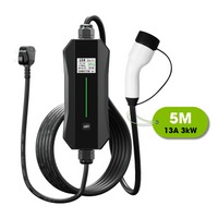 Type 2 to UK 3 Pin Plug | EV Portable Charger with 8 hour Time Delay | 6A to 13A Variable | 3kW | 5 Metre