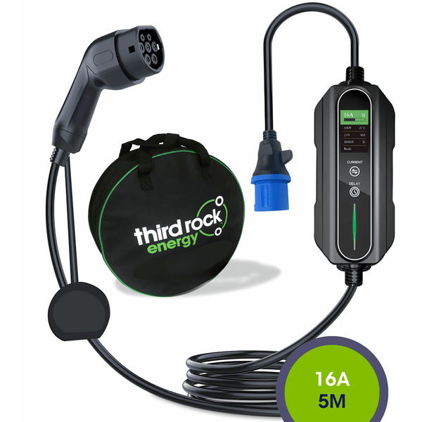 Type 2 to 16A Commando Plug, Portable EV Charger, 6A - 16A Variable, 3.6kW, 5 Metre