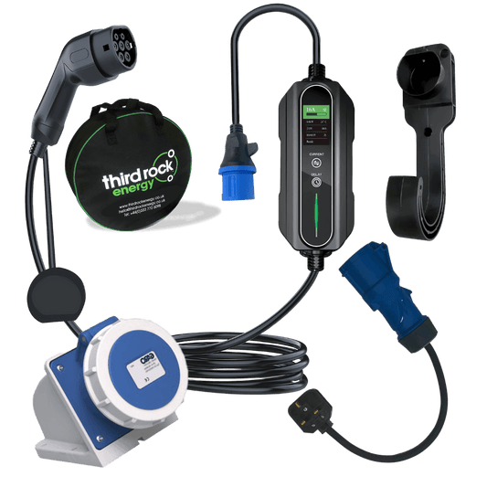 Type 2 portable EV charger 16 Amp 5 metre with 16A socket & 13A adaptor
