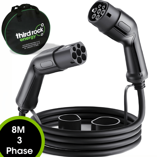 Type 2 to Type 2 EV Charging Cable - 3 Phase, 32A, 22kW, 8 Metre - Third Rock Energy