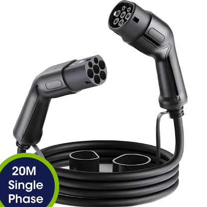Type 2 to Type 2 EV Charging Cable - Single Phase, 32A, 7.4kW, 20 Metre - Third Rock Energy