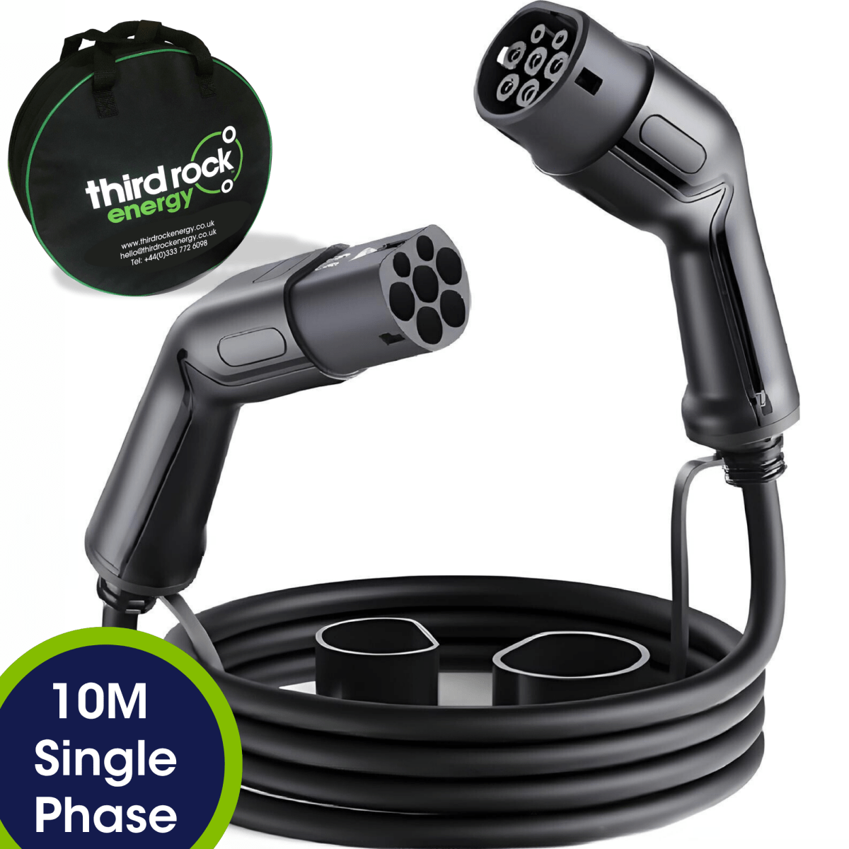 Type 2 to Type 2 EV Charging Cable, Single Phase, 32A, 7.4kW, 10 Metre - Third Rock Energy