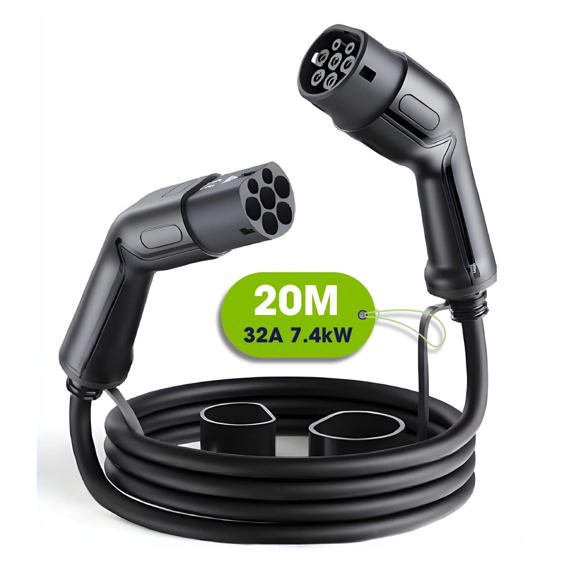 Type 2 to Type 2 EV Charging Cable | Single Phase | 32A | 7.4kW | 5 Metre | Black - Third Rock Energy