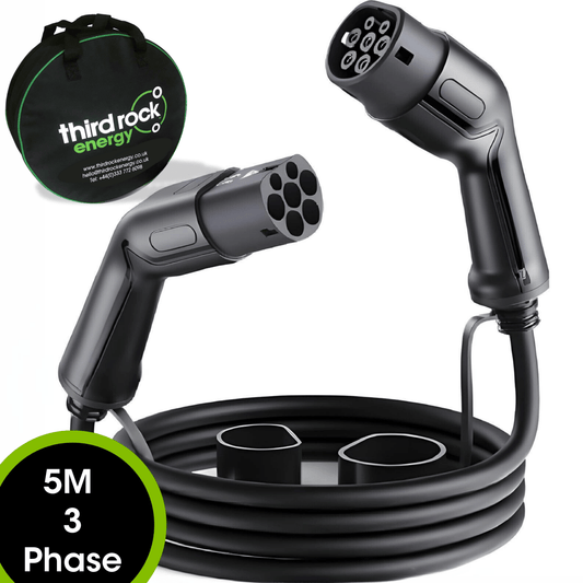 Type 2 to Type 2 EV Charging Cable | Three Phase | 32A | 22kW | 5 Metre | Black - Third Rock Energy